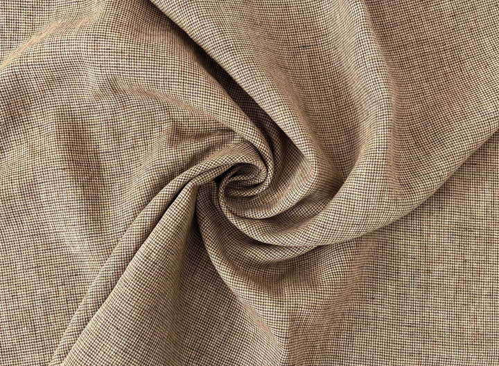 Linen Blend Micro Gingham Fabric – Delavé Texture, Medium Weight 8065 8075