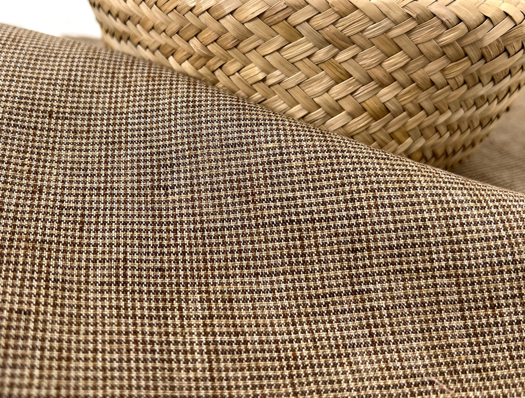 Linen Blend Micro Gingham Fabric – Delavé Texture, Medium Weight 8065 8075