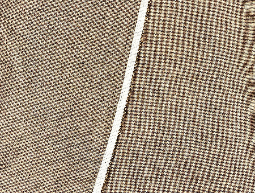 Linen Blend Micro Gingham Fabric – Delavé Texture, Medium Weight 8065 8075