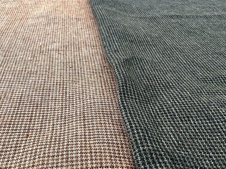 Linen Blend Micro Gingham Fabric – Delavé Texture, Medium Weight 8065 8075