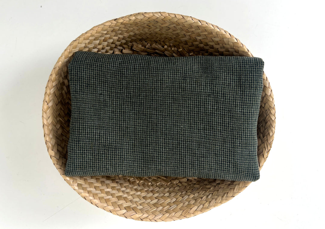 Linen Blend Micro Gingham Fabric – Delavé Texture, Medium Weight 8065 8075
