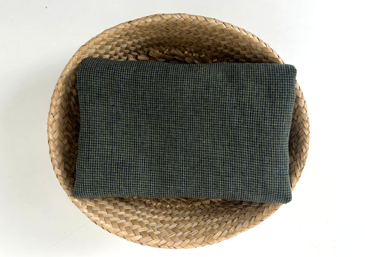 Linen Blend Micro Gingham Fabric – Delavé Texture, Medium Weight 8065 8075