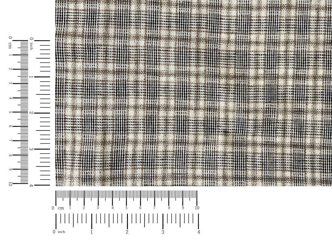 Linen Blend Fabric – Prince of Wales Plaid, Twill Weave 8043