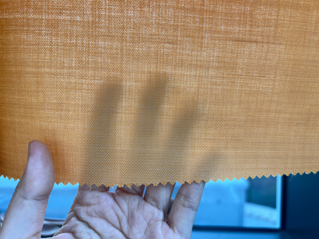 Cotton Ramie Herringbone Fabric – Orange Chambray 1571