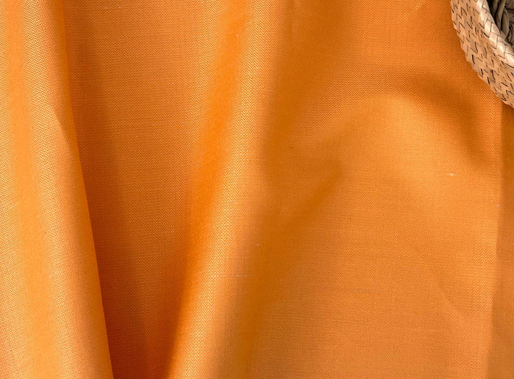 Cotton Ramie Herringbone Fabric – Orange Chambray 1571