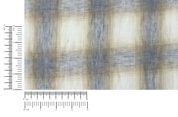 Soft Neutral Plaid Linen — 100% Linen Fabric 8297