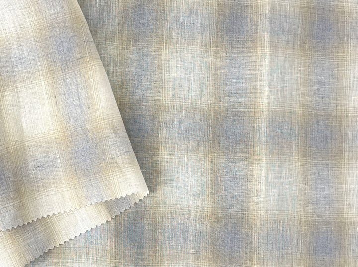 Soft Neutral Plaid Linen — 100% Linen Fabric 8297
