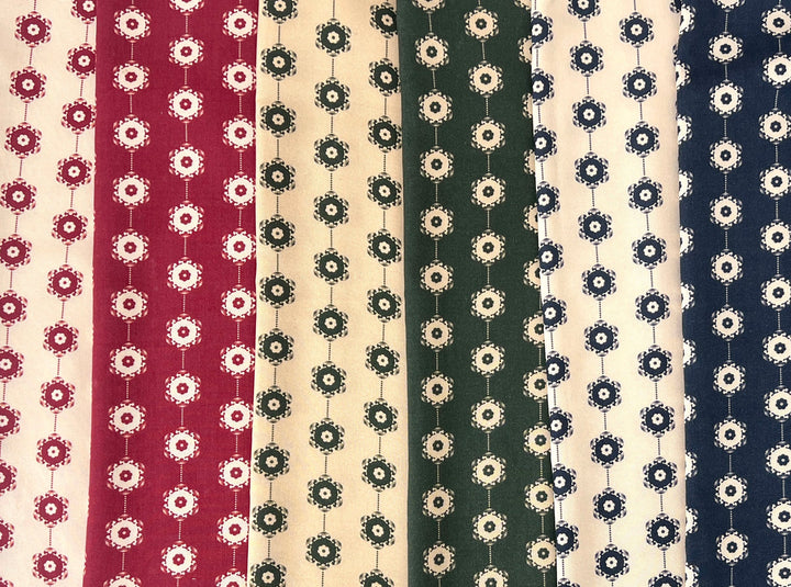 Medalians - Brass Collection - Wool Rayon Print Fabric, Design by Madeline, Madswick Studio 8370 8371 8372 8373 8374 8375