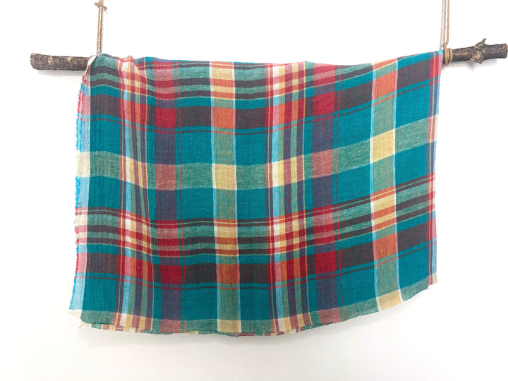 High-Twist Yarn-Dyed Plaid Linen Polyester Fabric – Soft with Crisp, Subtle Wrinkle 7979