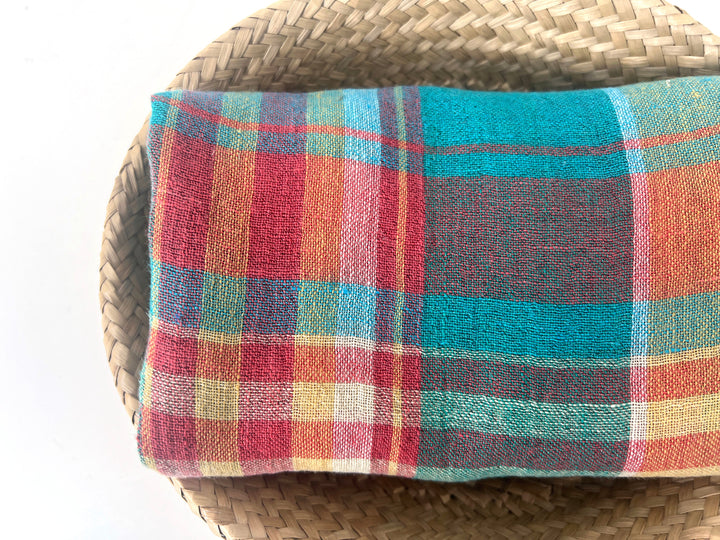High-Twist Yarn-Dyed Plaid Linen Polyester Fabric – Soft with Crisp, Subtle Wrinkle 7979