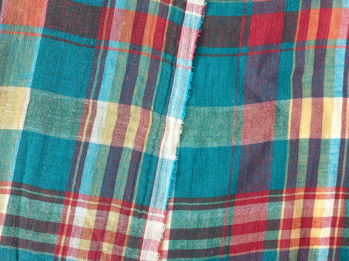 High-Twist Yarn-Dyed Plaid Linen Polyester Fabric – Soft with Crisp, Subtle Wrinkle 7979