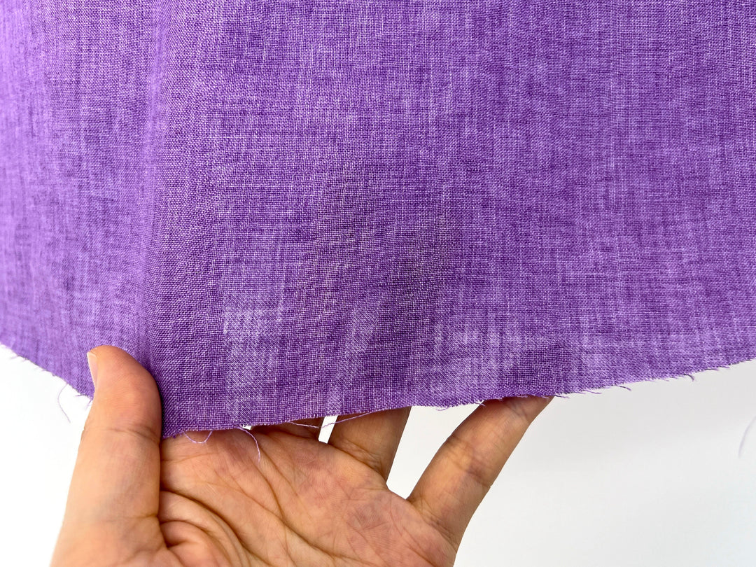 100% Linen Soft&Crisp Fabric 21s Vintage Chambray Violet(light) 7934