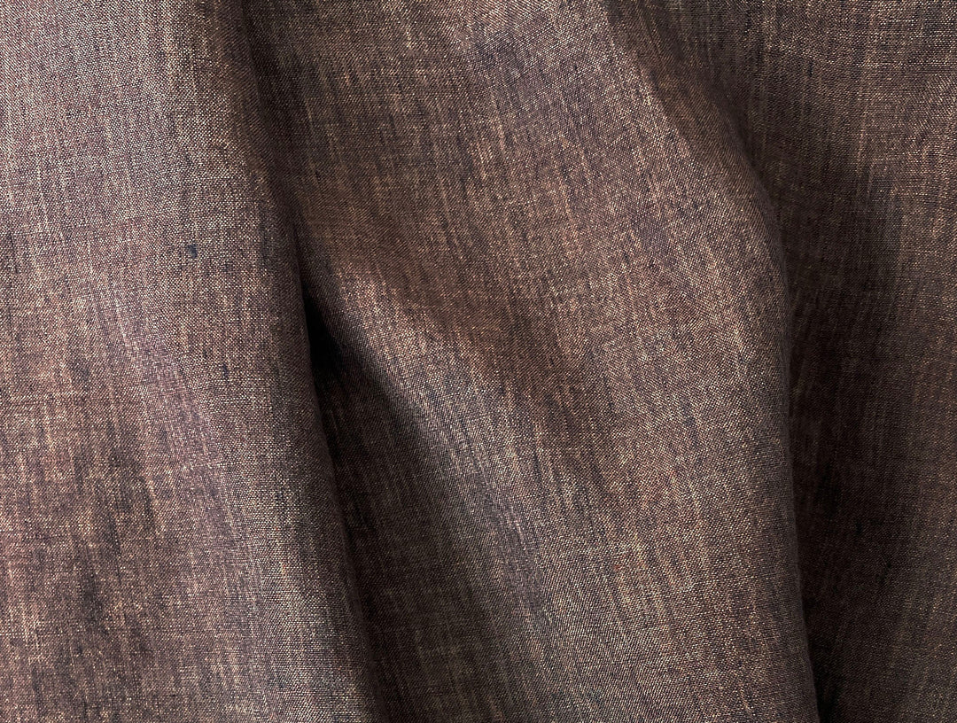 100% Linen Soft&Crisp Fabric 21s Vintage Chambray Brown(dark) 8267