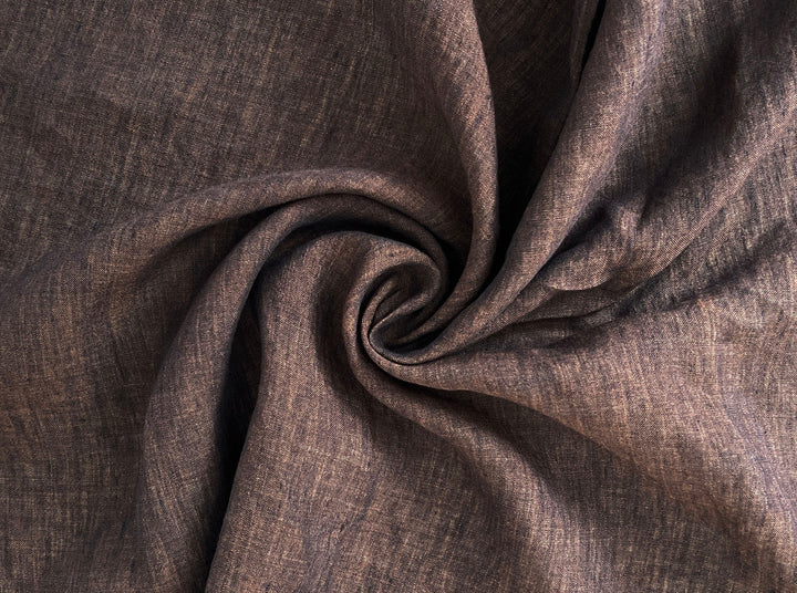 100% Linen Soft&Crisp Fabric 21s Vintage Chambray Brown(dark) 8267