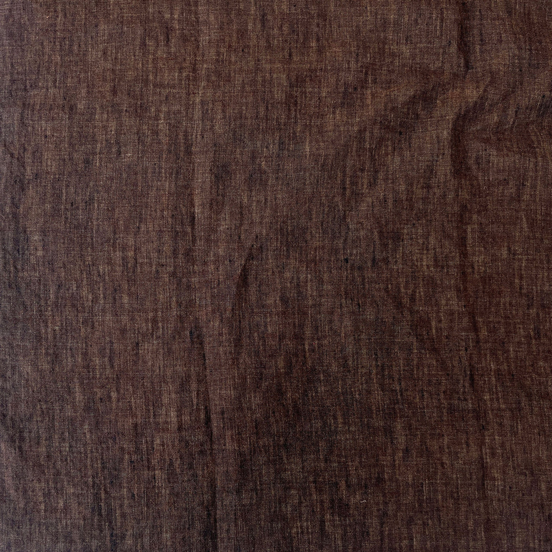 100% Linen Soft&Crisp Fabric 21s Vintage Chambray Brown(dark) 8267