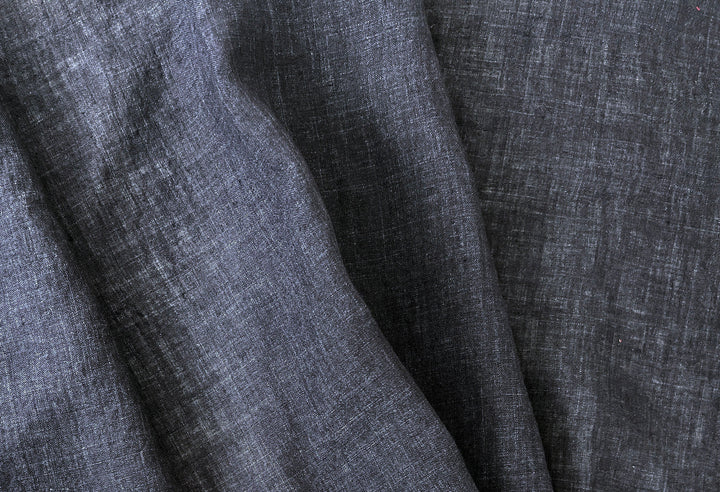 100% Linen Soft&Crisp Fabric 21s Vintage Chambray Grey(charcoal) 7333