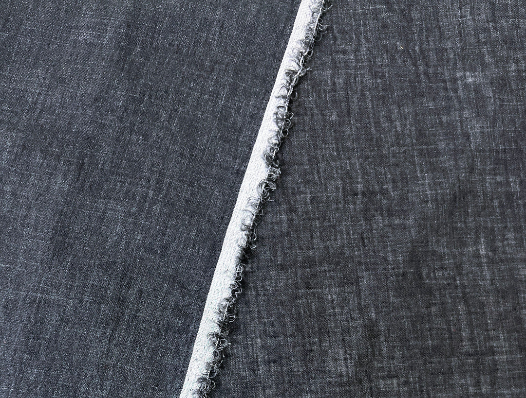 100% Linen Soft&Crisp Fabric 21s Vintage Chambray Grey(charcoal) 7333