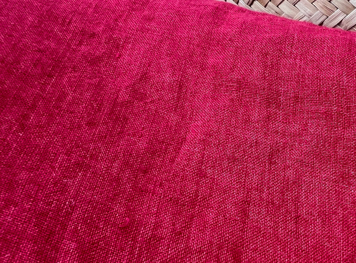 100% Linen Soft&Crisp Fabric 21s Vintage Chambray Red 8318
