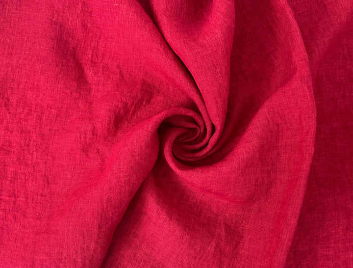100% Linen Soft&Crisp Fabric 21s Vintage Chambray Red 8318