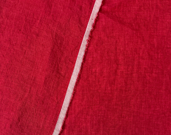 100% Linen Soft&Crisp Fabric 21s Vintage Chambray Red 8318