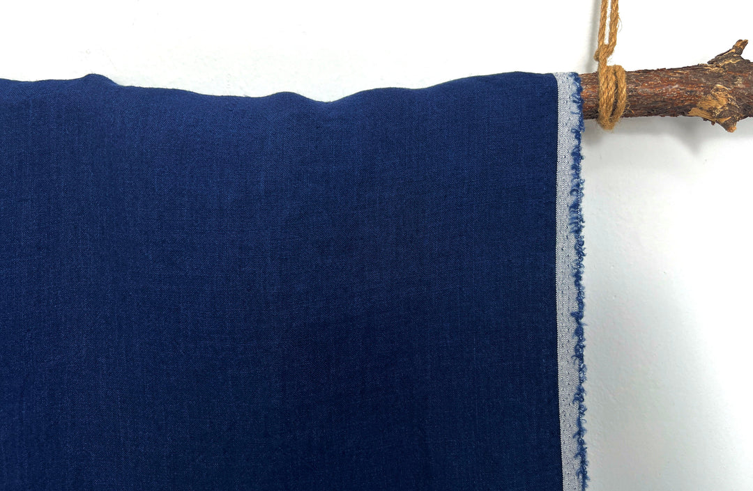 100% Linen Soft&Crisp Fabric 21s Vintage Navy(dark) 6183