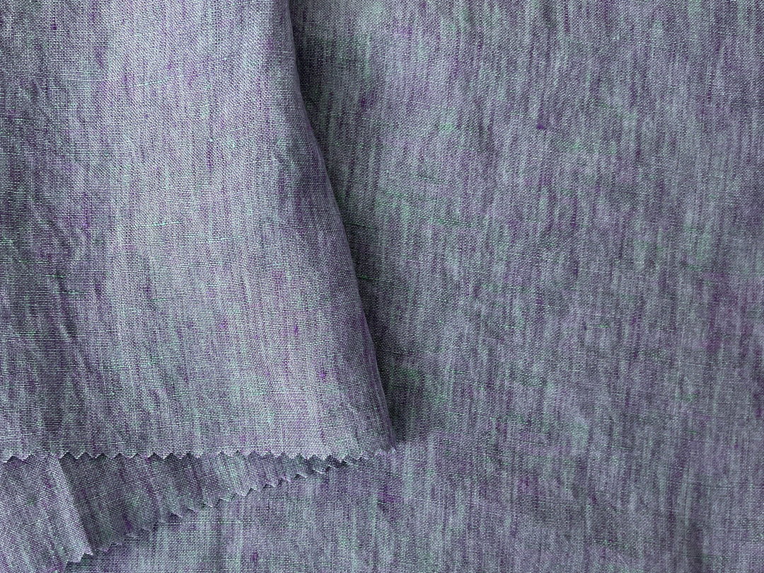 100% Linen Soft&Crisp Fabric 21s Vintage Chambray Violet(melange) 7924