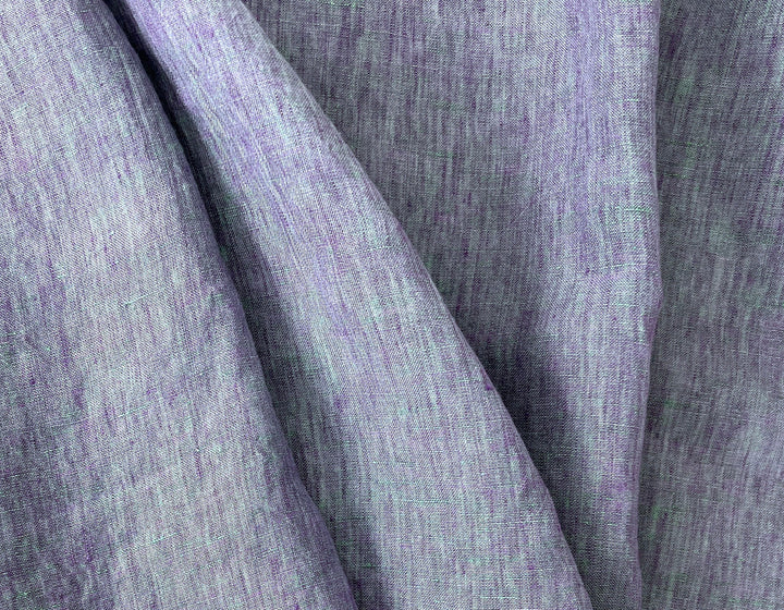 100% Linen Soft&Crisp Fabric 21s Vintage Chambray Violet(melange) 7924