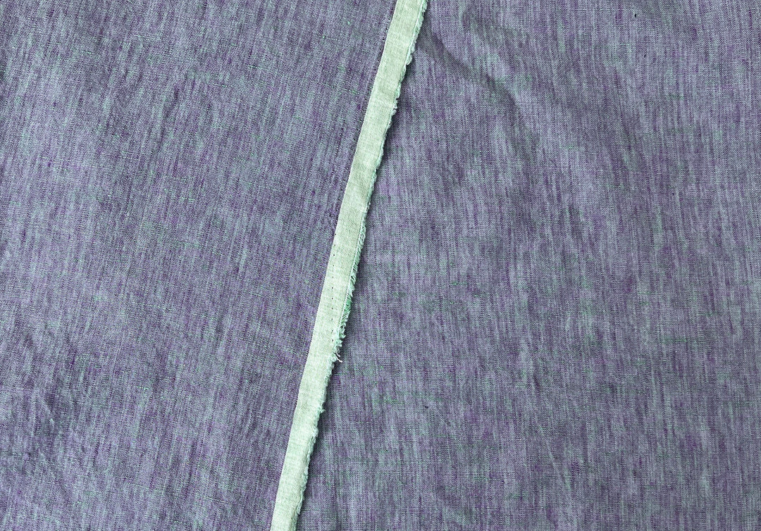 100% Linen Soft&Crisp Fabric 21s Vintage Chambray Violet(melange) 7924