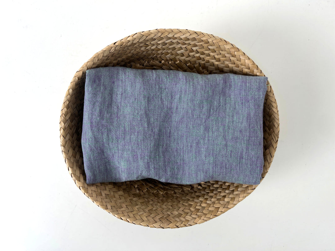 100% Linen Soft&Crisp Fabric 21s Vintage Chambray Violet(melange) 7924