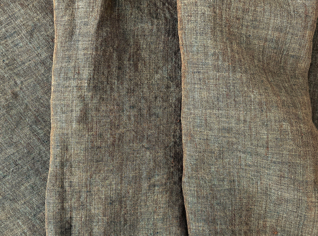 100% Linen Soft&Crisp Fabric 21s Vintage Chambray Brown(light) 8211