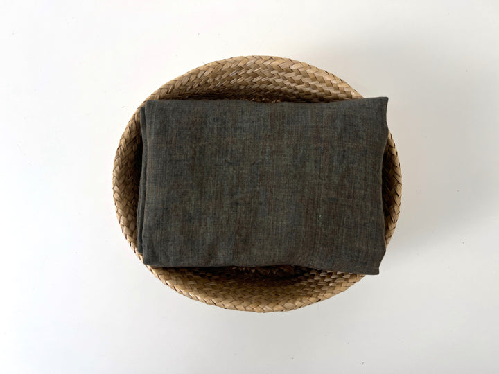 100% Linen Soft&Crisp Fabric 21s Vintage Chambray Brown(light) 8211