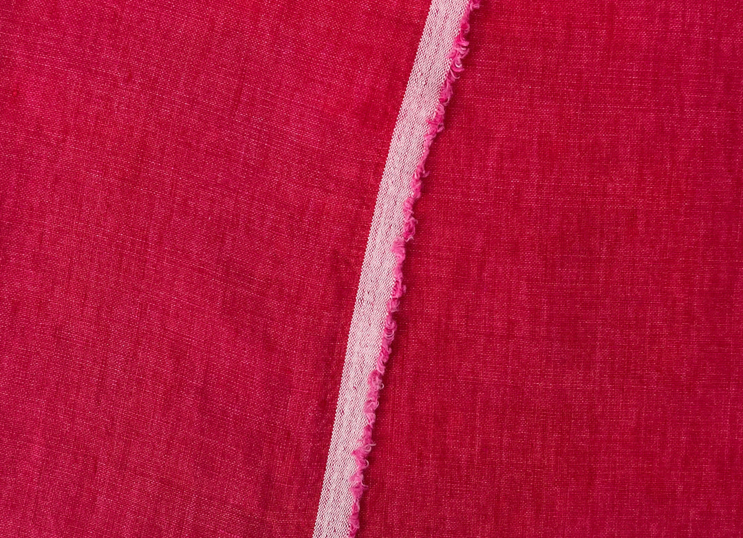 Delave Vintage Dyed 100% Linen Fabric – Medium to Heavyweight, Soft Finish Crimson Pink 7942