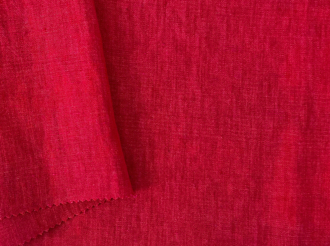 Delave Vintage Dyed 100% Linen Fabric – Medium to Heavyweight, Soft Finish Crimson Pink 7942