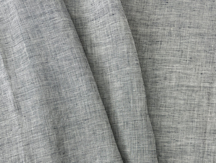 100% Linen Fabric | Lightweight Pre-Washed Chambray with Subtle Dot Pattern 8251