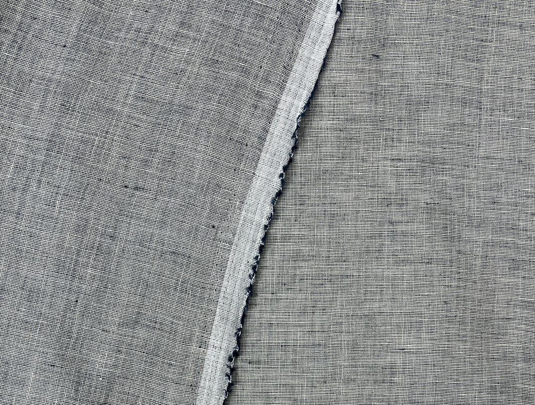 100% Linen Fabric | Lightweight Pre-Washed Chambray with Subtle Dot Pattern 8251
