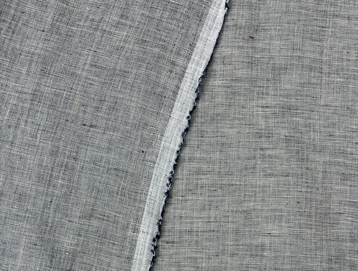 100% Linen Fabric | Lightweight Pre-Washed Chambray with Subtle Dot Pattern 8251