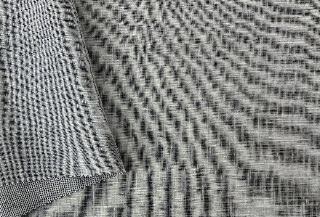 100% Linen Fabric | Lightweight Pre-Washed Chambray with Subtle Dot Pattern 8251