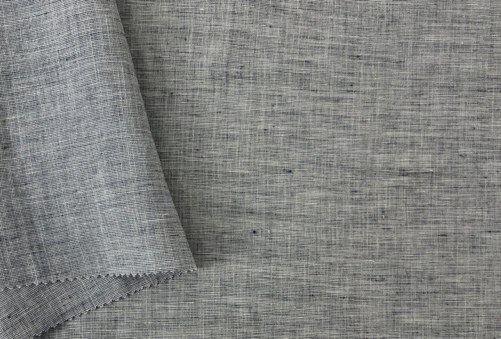 100% Linen Fabric | Lightweight Pre-Washed Chambray with Subtle Dot Pattern 8251