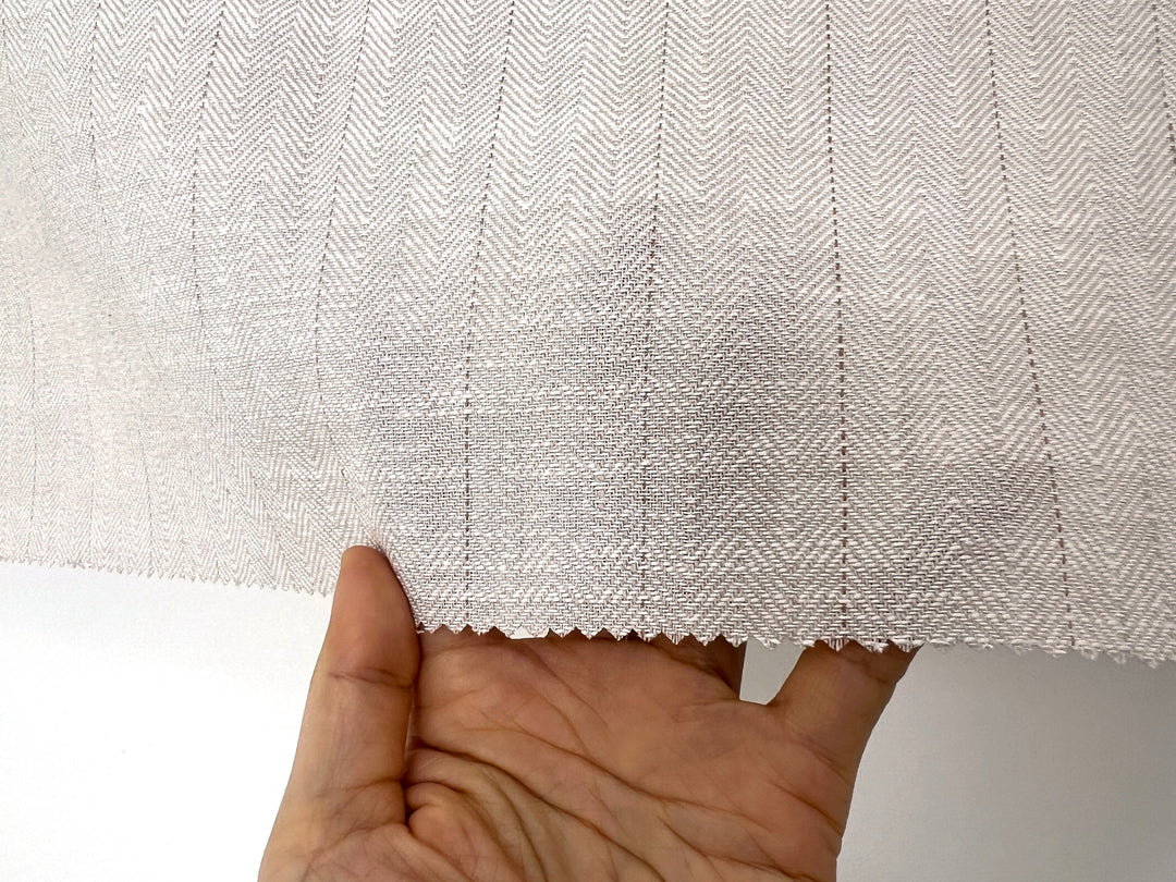 Two-Tone Herringbone Pinstripe | Linen Cotton Fabric 7303 7304