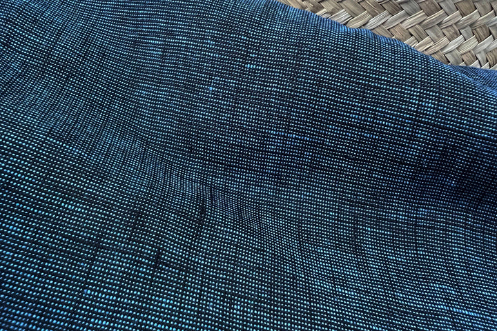 100% Linen Dot Chambray Fabric - Soft Blue & Grey, Fine 21s Yarn Navy 4421
