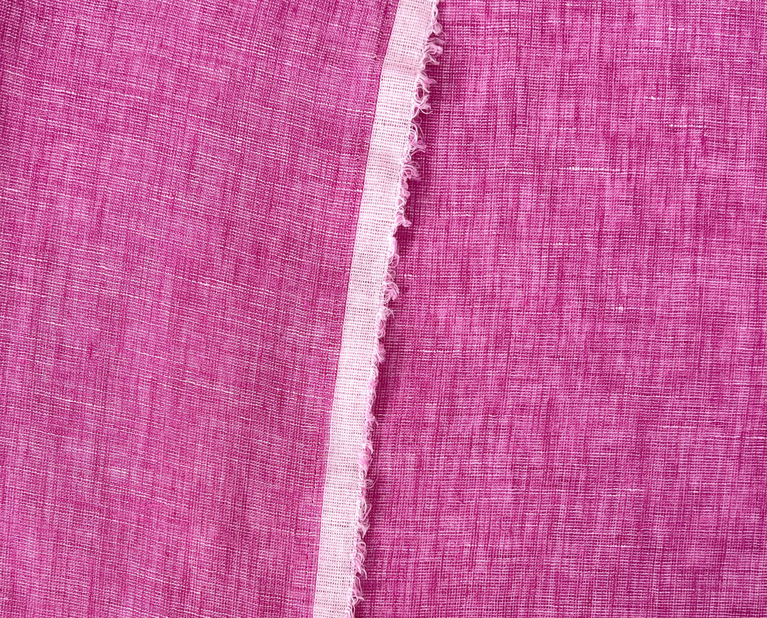 100% Linen Dot Chambray Fabric - Soft Blue & Grey, Fine 21s Yarn Pink 6450