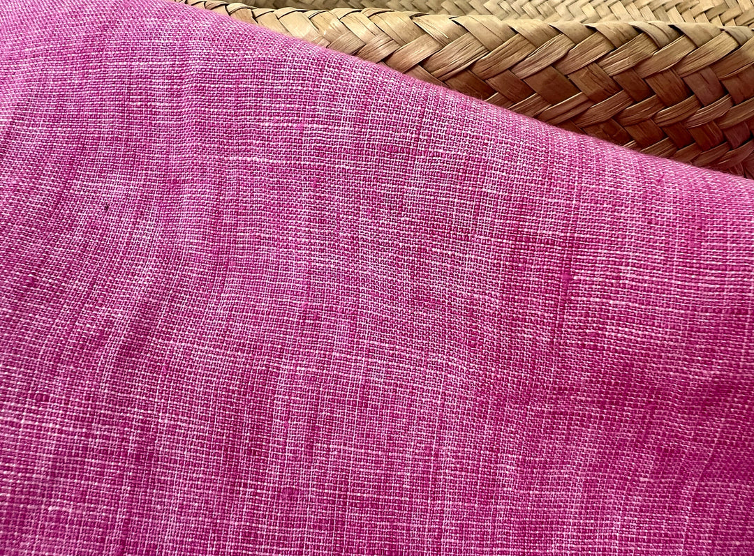 100% Linen Dot Chambray Fabric - Soft Blue & Grey, Fine 21s Yarn Pink 6450