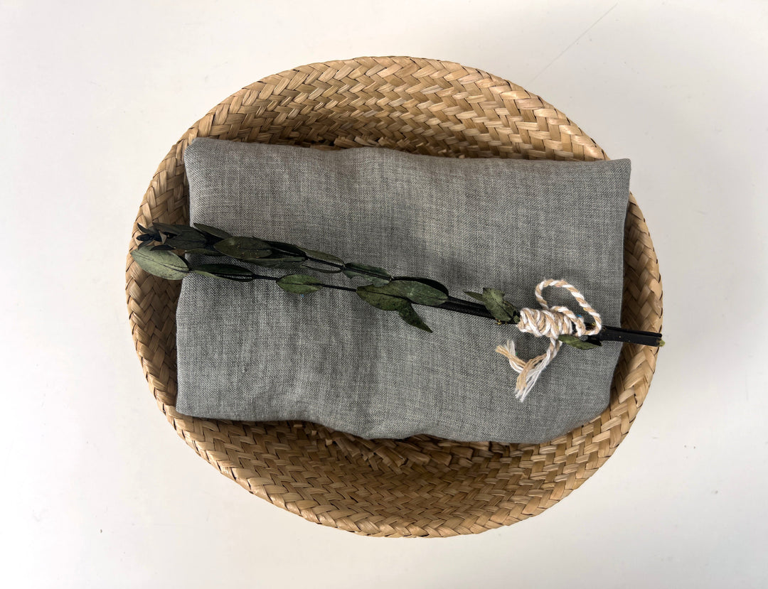 100% Linen Soft&Crisp Fabric 21s Vintage Chambray Greenish gray 8343