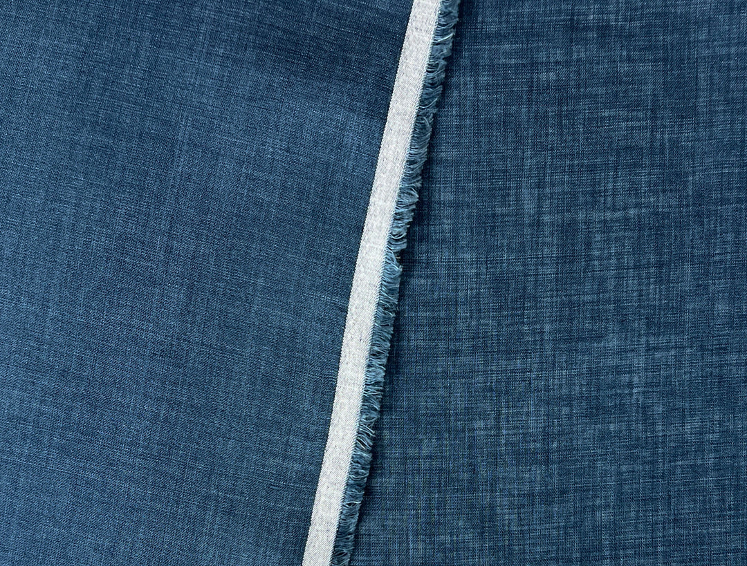 100% Linen Vintage Dyed Delave Fabric – Fine 21s Yarn, Pre-Washed, Light Weight Steel Blue 4889