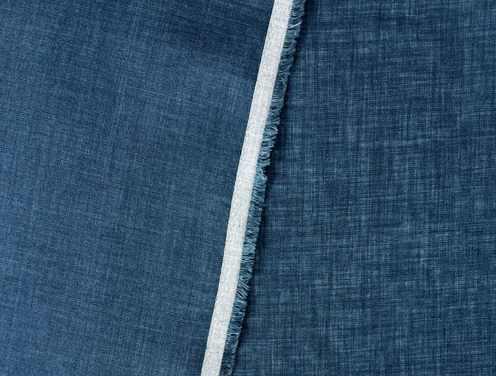 100% Linen Vintage Dyed Delave Fabric – Fine 21s Yarn, Pre-Washed, Light Weight Steel Blue 4889