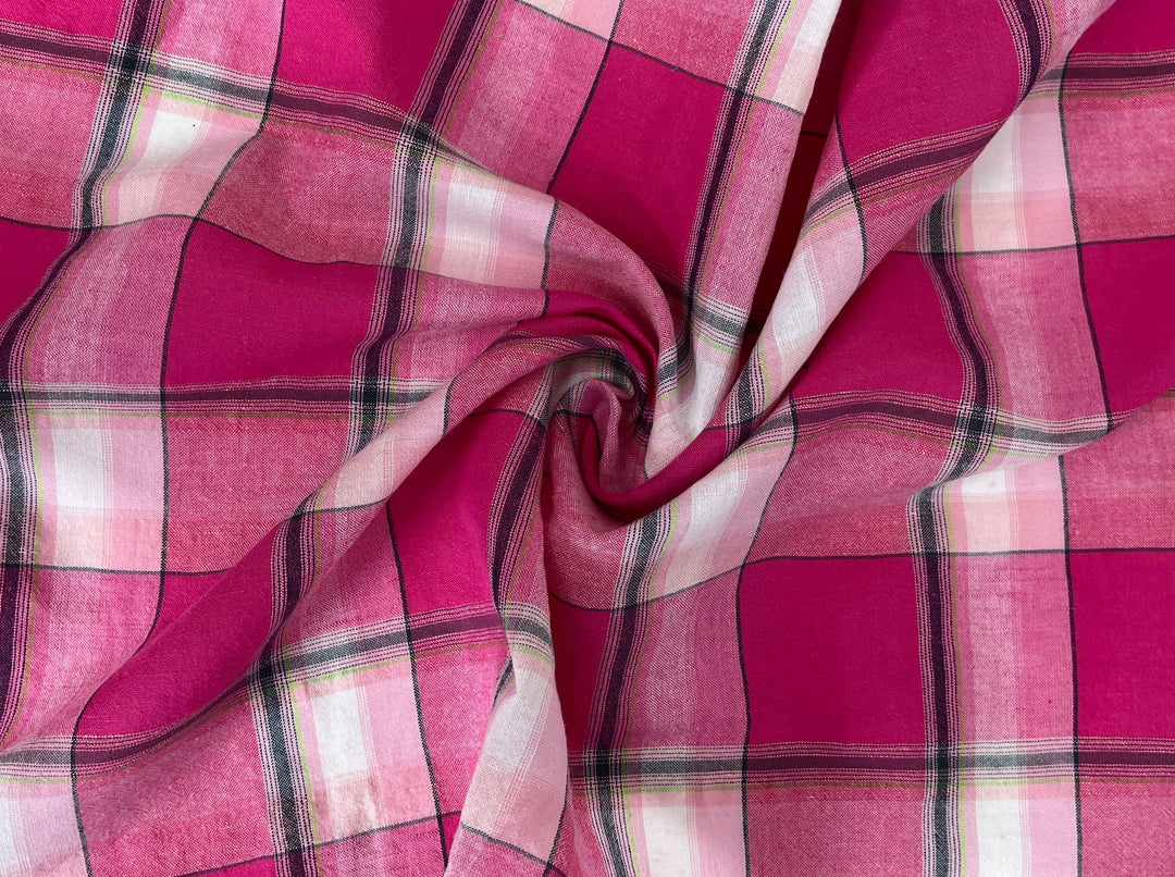 Linen Cotton Tencel Blend Fabric Madras Plaids | Subtle Wrinkle Effect | Lightweight 7741 7742