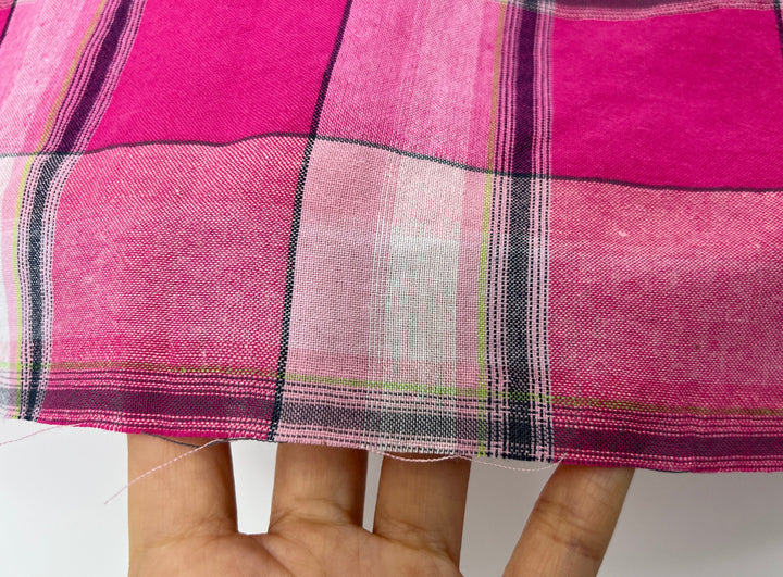 Linen Cotton Tencel Blend Fabric Madras Plaids | Subtle Wrinkle Effect | Lightweight 7741 7742