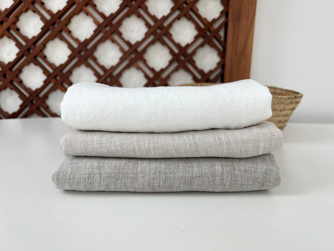100% Linen Fabric – Medium to Heavyweight, Soft Finish Natural(light) 8236