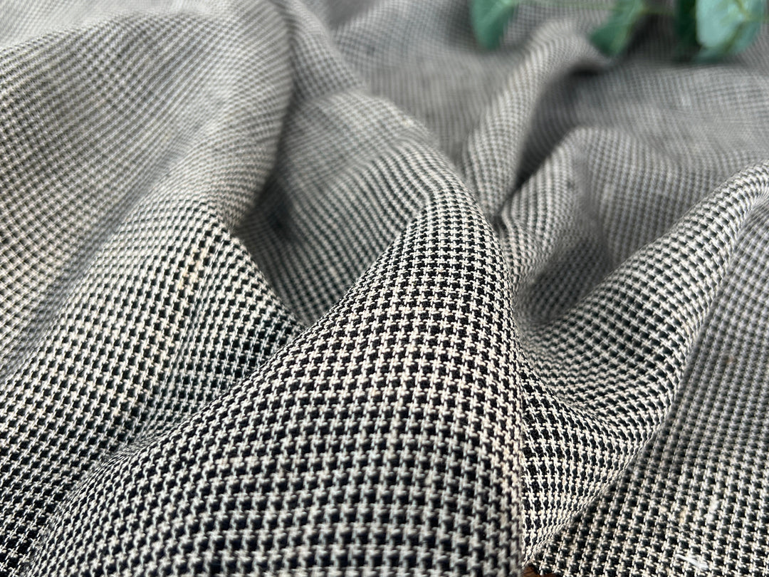 Linen Rayon Micro Houndstooth Fabric – Pre-Washed Starcheck 8385