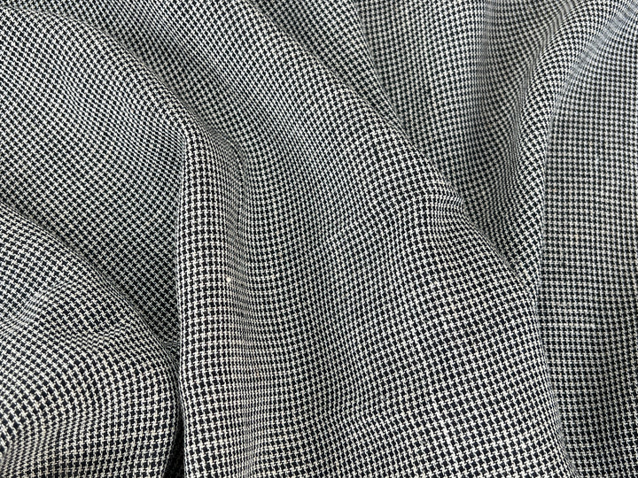 Linen Rayon Micro Houndstooth Fabric – Pre-Washed Starcheck 8385